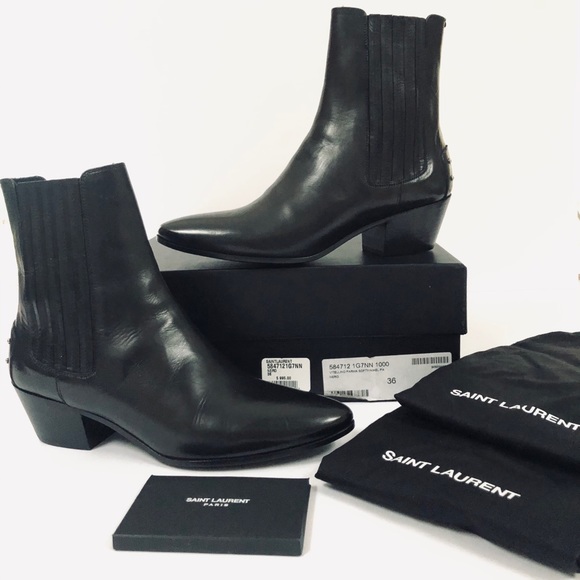Saint Laurent West 45 Chelsea Leather Ankle Boots - Picture 6 of 11